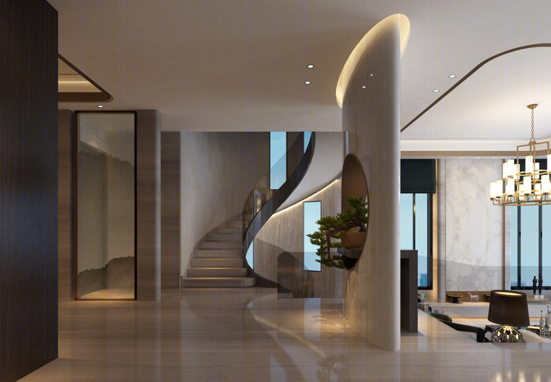 韦保扬丨汇景别墅 新东方风格室内设计-4