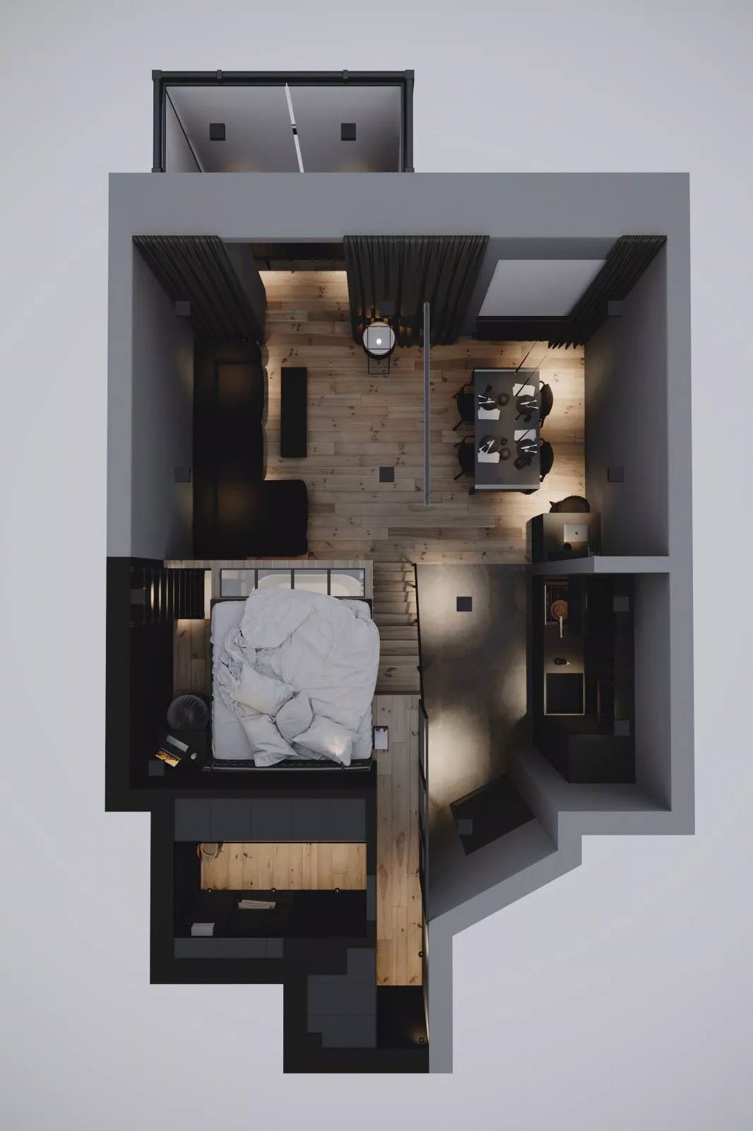 基辅高级黑 LOFT,功能主义与空间完美结合-1
