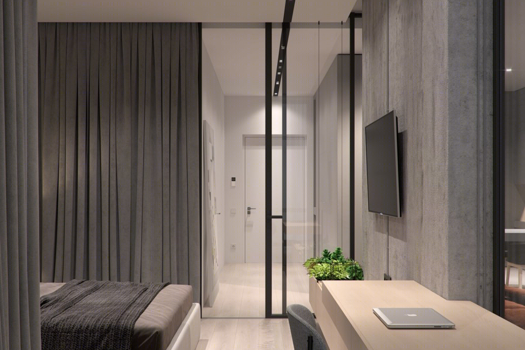 Pure Concrete  Small apartment designed Bezmirno Architects-2