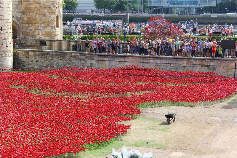 伦敦塔红色罂粟花海 | 纪念一战百年装置艺术-20