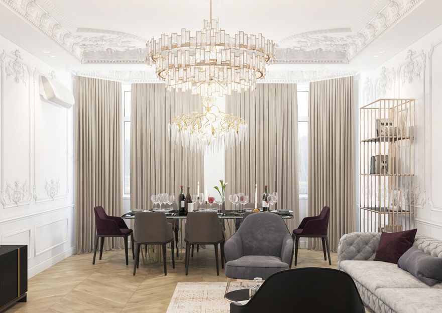 Anastasiya Gushchina丨平层丨Neoclassical style living room-1