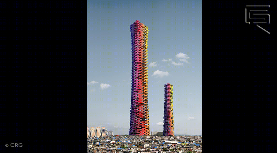 Mumbai 密度住宅区的集装箱摩天大楼-8