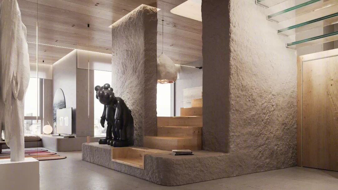 乌克兰 200㎡住宅变身现代四层公寓,Sergey Makhno Architects 打造自然艺术空间-29