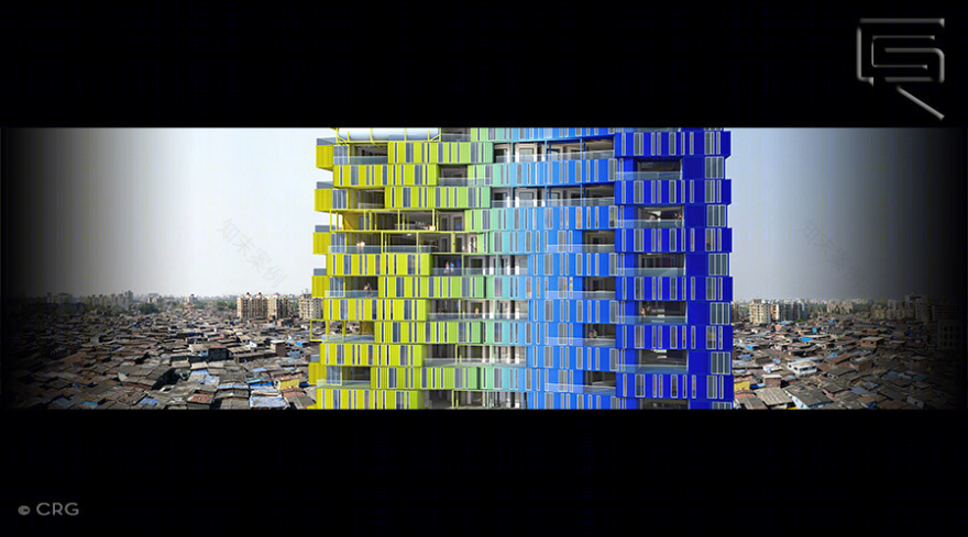 Mumbai 密度住宅区的集装箱摩天大楼-9