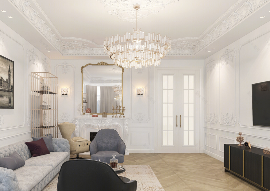 Anastasiya Gushchina丨平层丨Neoclassical style living room-4