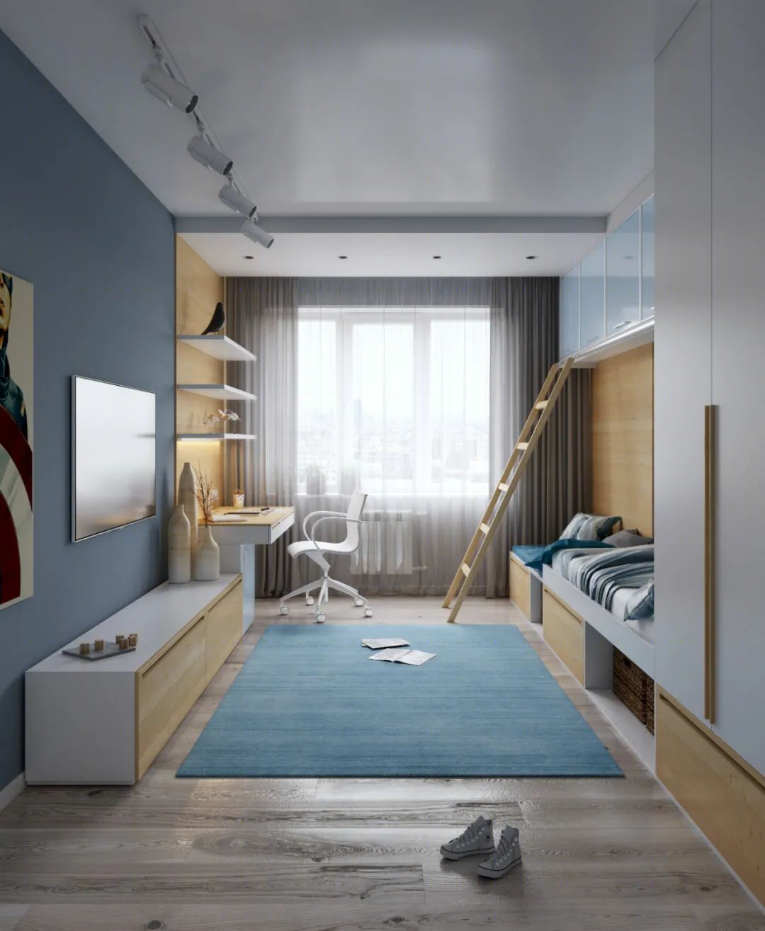 黑白灰与原木色的精致三居室丨Grani Studio-41