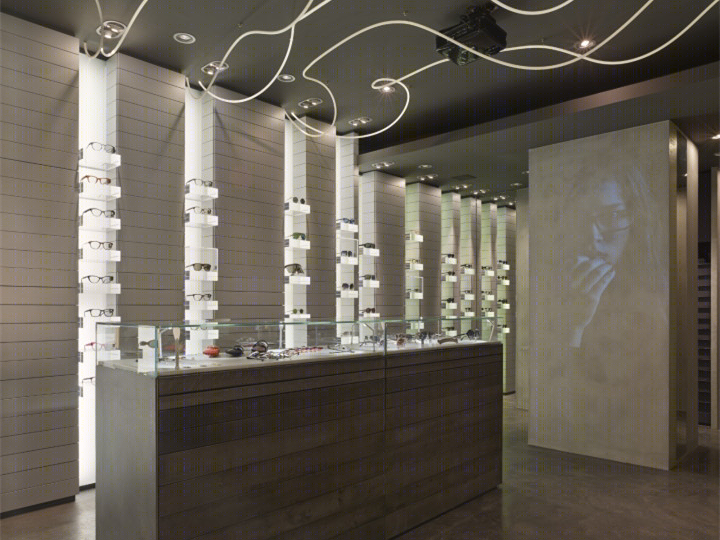巴黎 Carlotti 光学精品店 | 金属灰墙壁展示豪华镜框-8