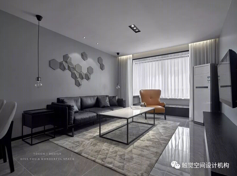 天津融创蘭园 95㎡简约黑白调空间-7