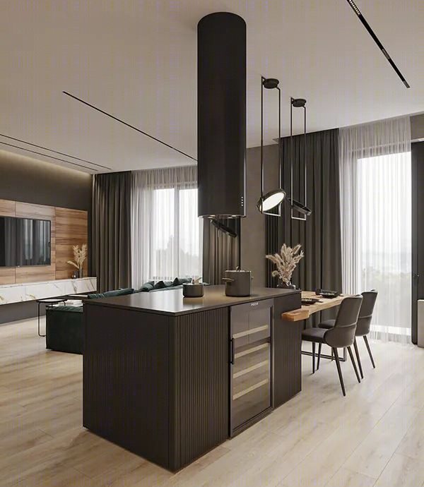 黑白灰与原木色的精致三居室丨Grani Studio-52