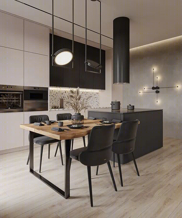 黑白灰与原木色的精致三居室丨Grani Studio-53