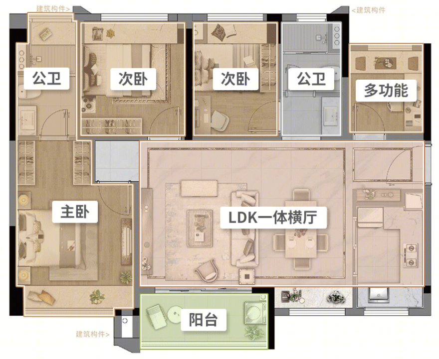 90平紧凑四房设计丨中国重庆丨搜建筑-48