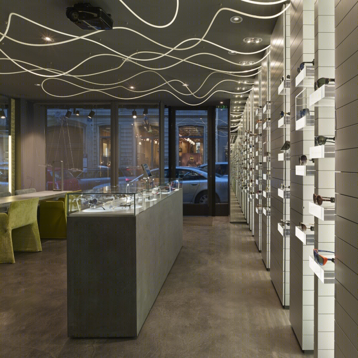 巴黎 Carlotti 光学精品店 | 金属灰墙壁展示豪华镜框-24