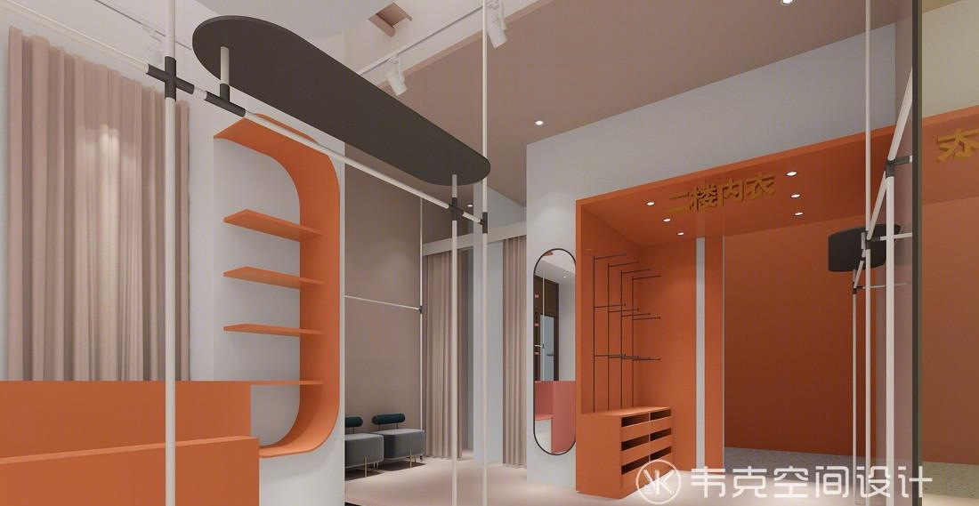韦克丨服装店撞上时尚橙,设计诠释温馨浪漫-4