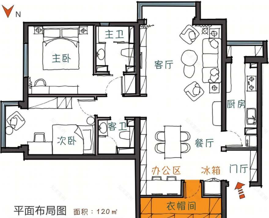 玖雅 120 平现代风家居设计-12