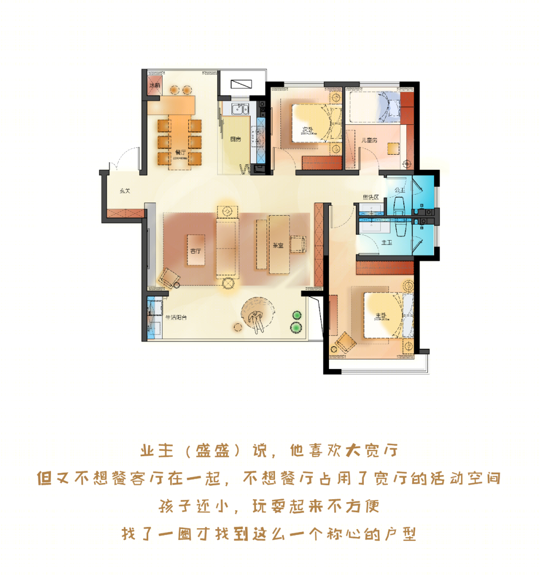 荣盛 138 户型——50㎡大横厅,百变生活设计-1