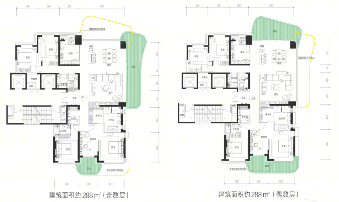 “错层挑高阳台”设计案例丨中国重庆丨各大房企-110