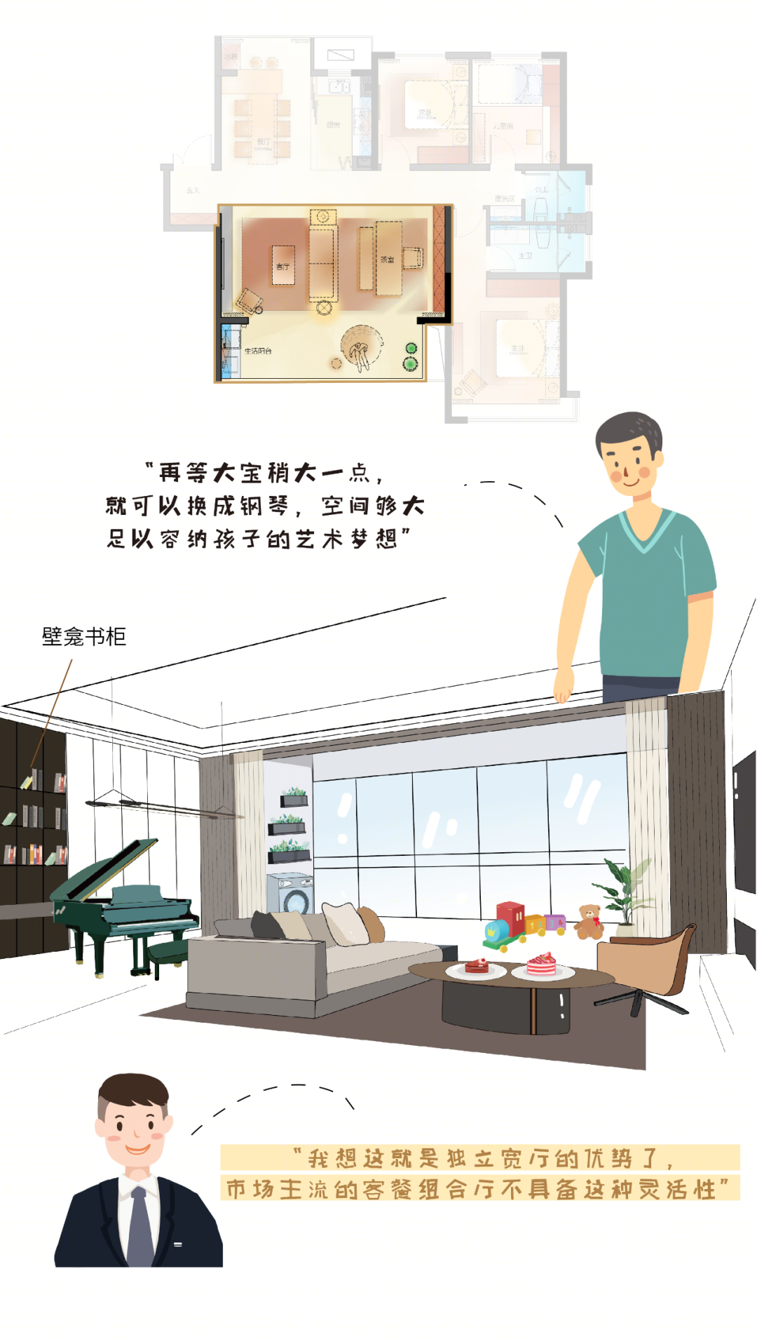 荣盛 138 户型——50㎡大横厅,百变生活设计-4