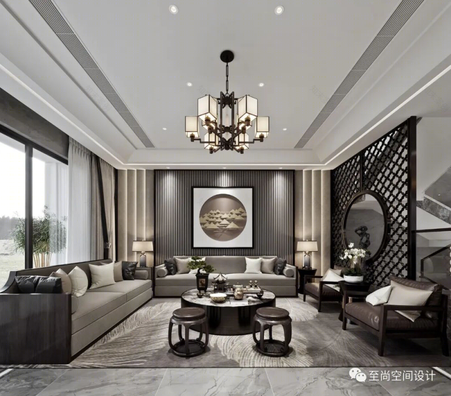 新中式别墅空间,诠释东方韵味的灰色艺术-27