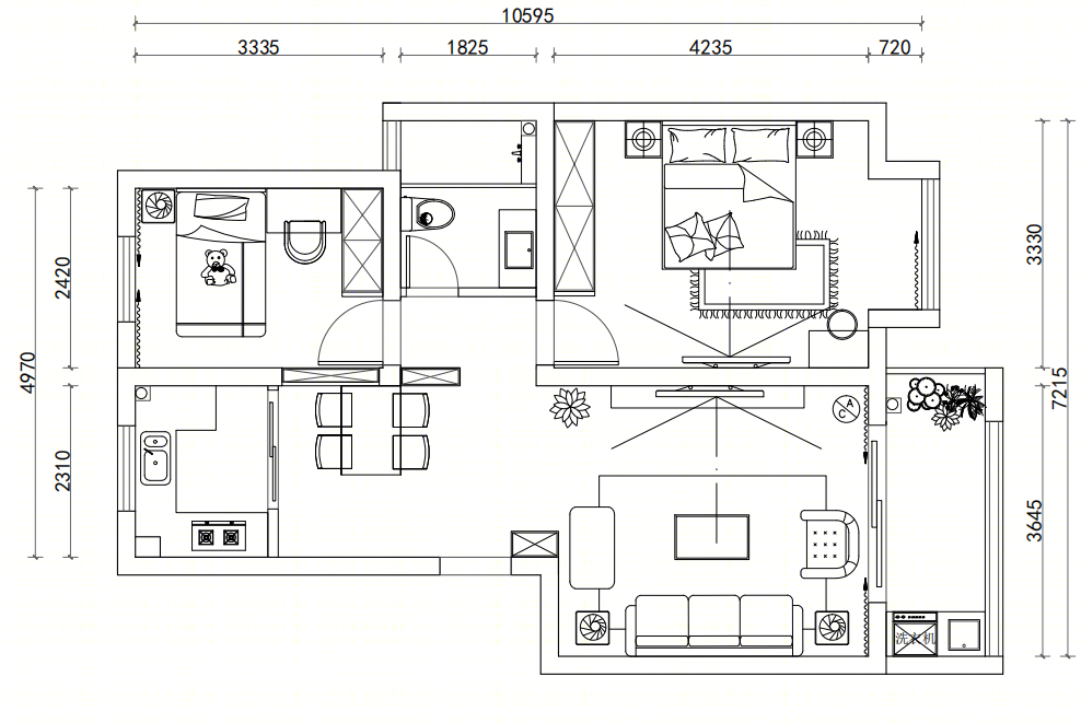 85m²现代简约家居，高级灰与活力蓝橙的碰撞-21