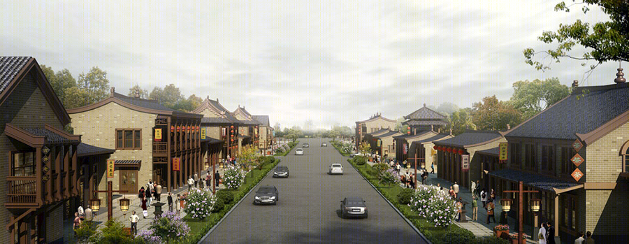 古建商业街建筑外观设计案例效果图-3