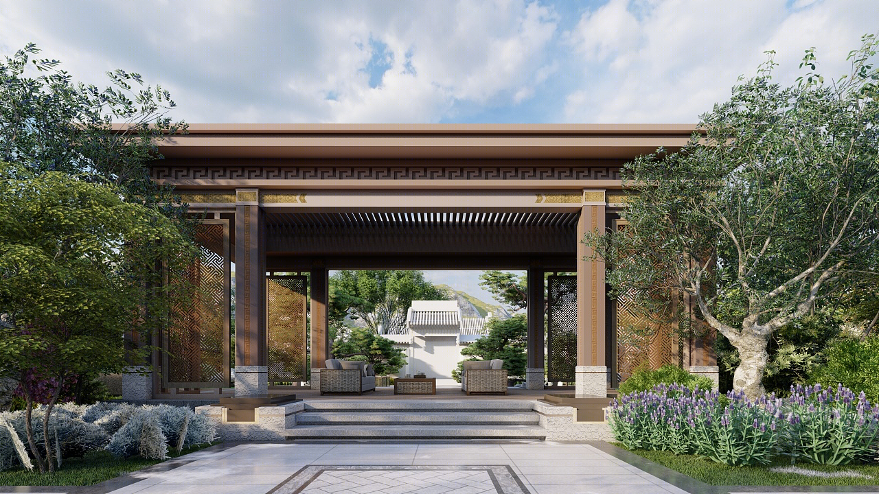 现代中式四合院景观-9