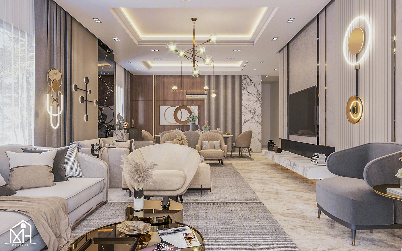 埃及新开罗现代简约住宅接待区设计丨埃及开罗-8
