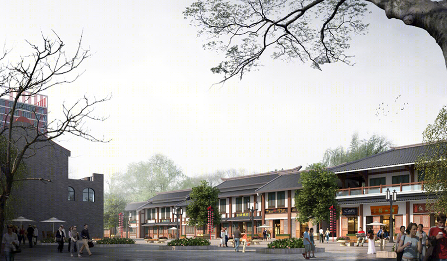 古建商业街建筑外观设计案例效果图-8