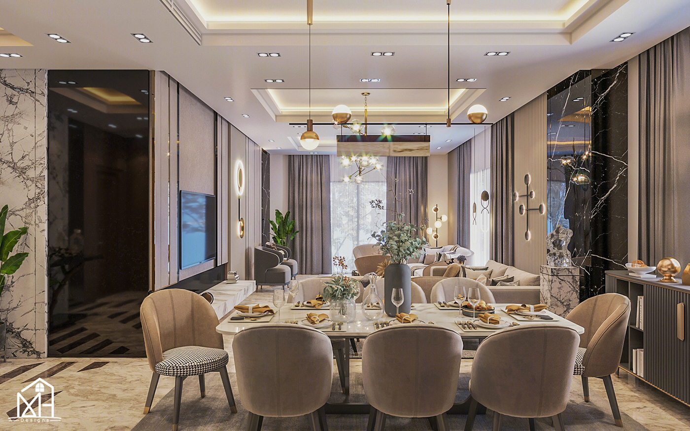 埃及新开罗现代简约住宅接待区设计丨埃及开罗-9