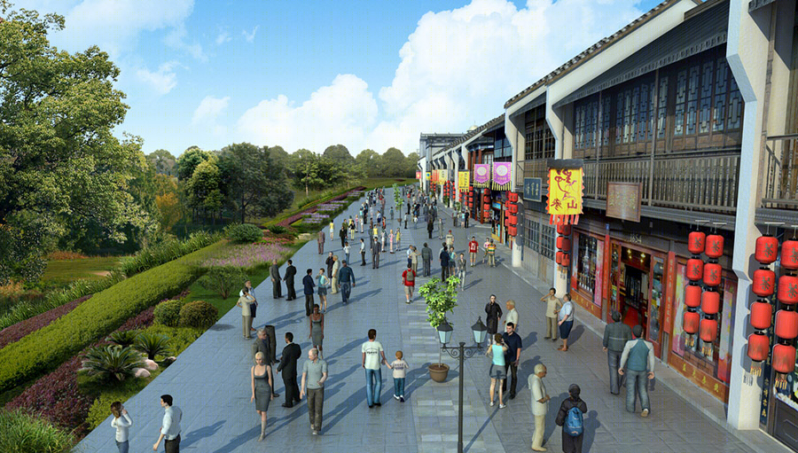 古建商业街建筑外观设计案例效果图-10