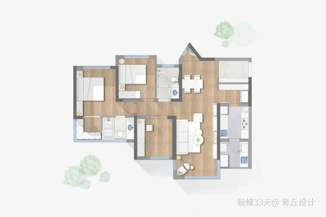 自然原木简约三室丨中国成都丨青丘设计-5