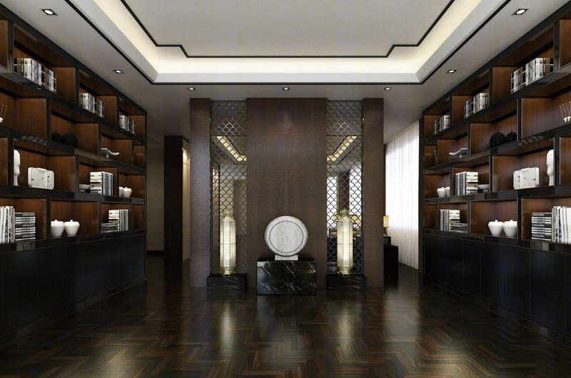 盐城龙发集团展厅极简黑白弧形设计-7