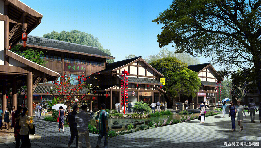 古建商业街建筑外观设计案例效果图-13