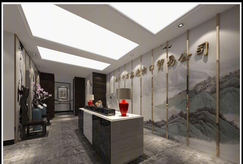 仟万鑫办公室新中式设计 | 总裁办会客区前台空间公共办公区平面方案-7