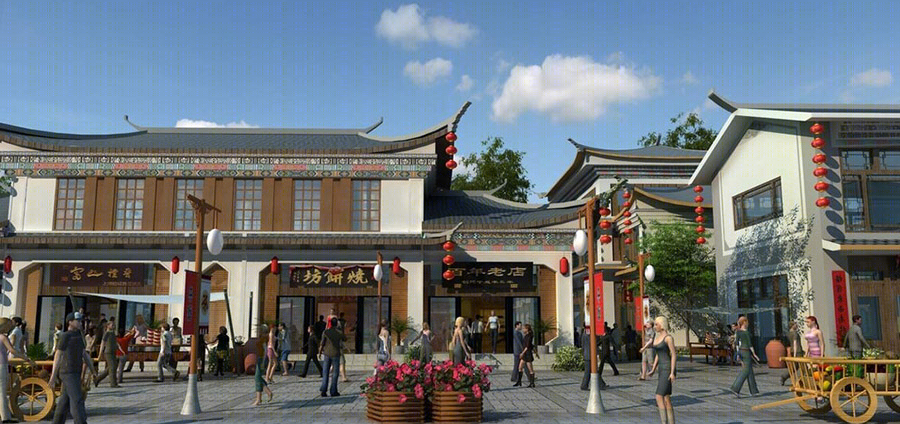 古建商业街建筑外观设计案例效果图-15