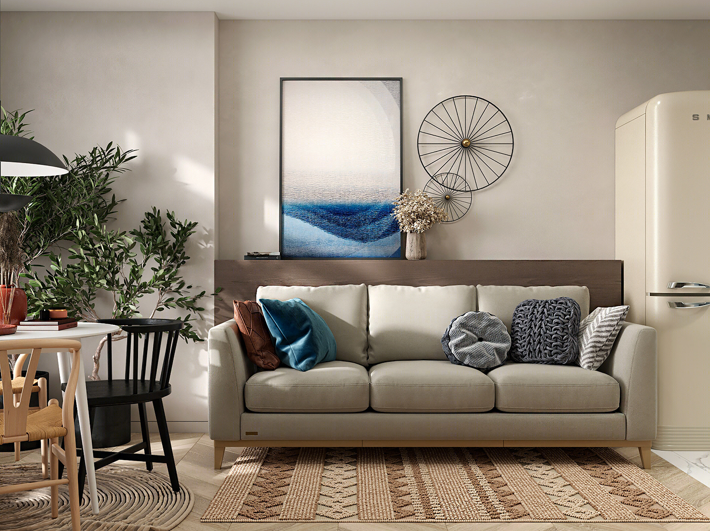 Anastasiya Gushchina丨平层丨Kitchen-living room design for a young couple-0
