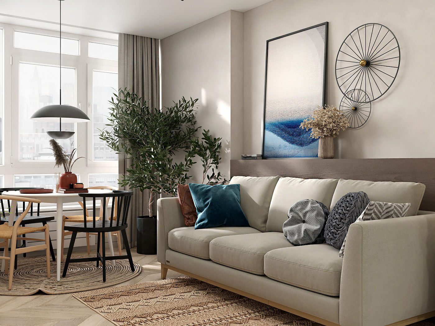 Anastasiya Gushchina丨平层丨Kitchen-living room design for a young couple-1