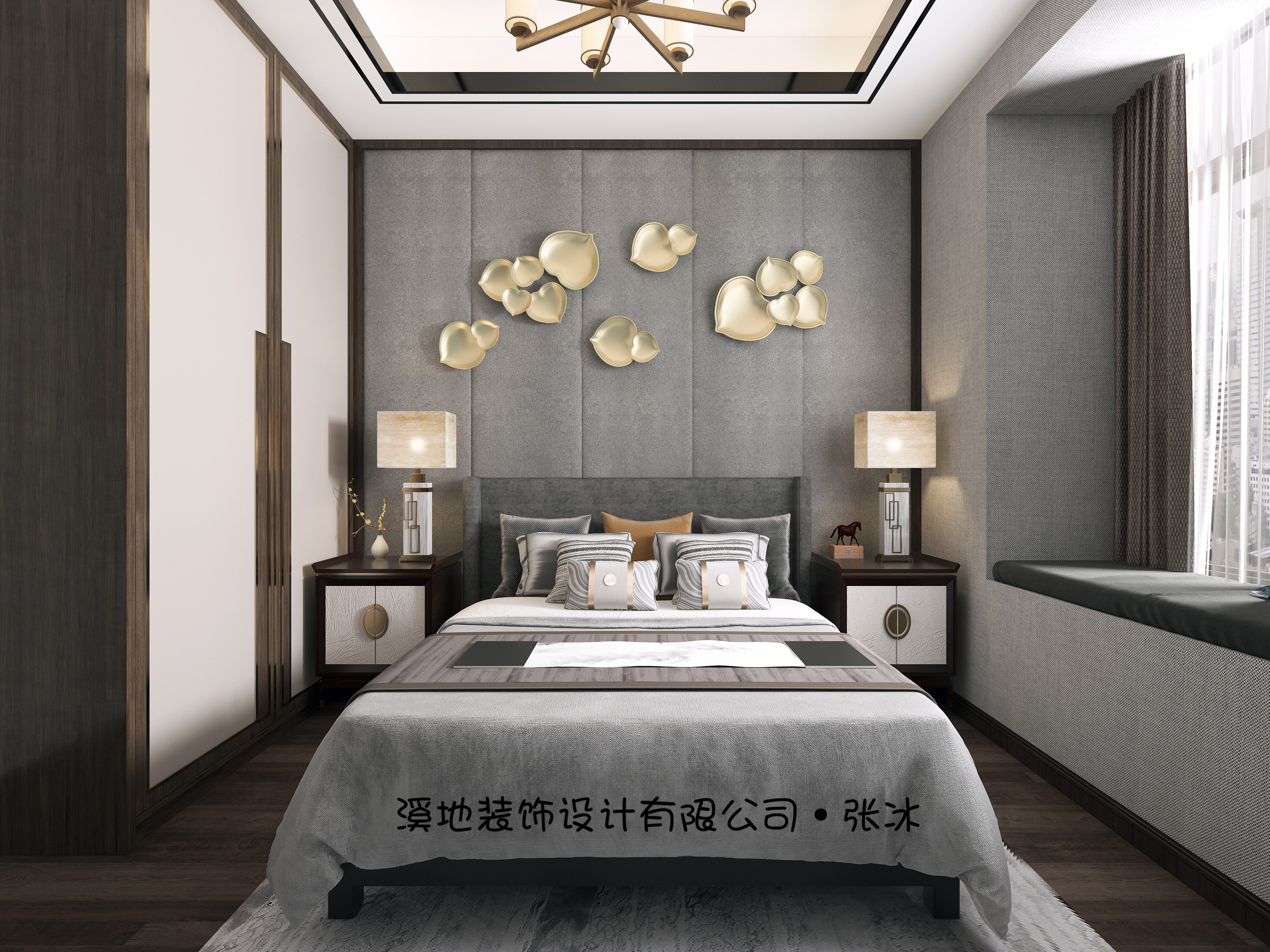 新中式样板间客餐厅卧室-4
