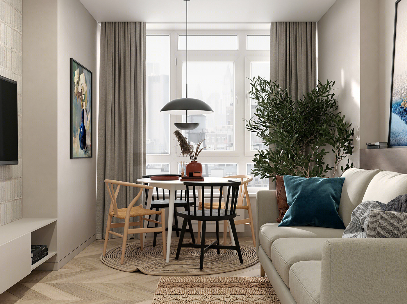 Anastasiya Gushchina丨平层丨Kitchen-living room design for a young couple-2
