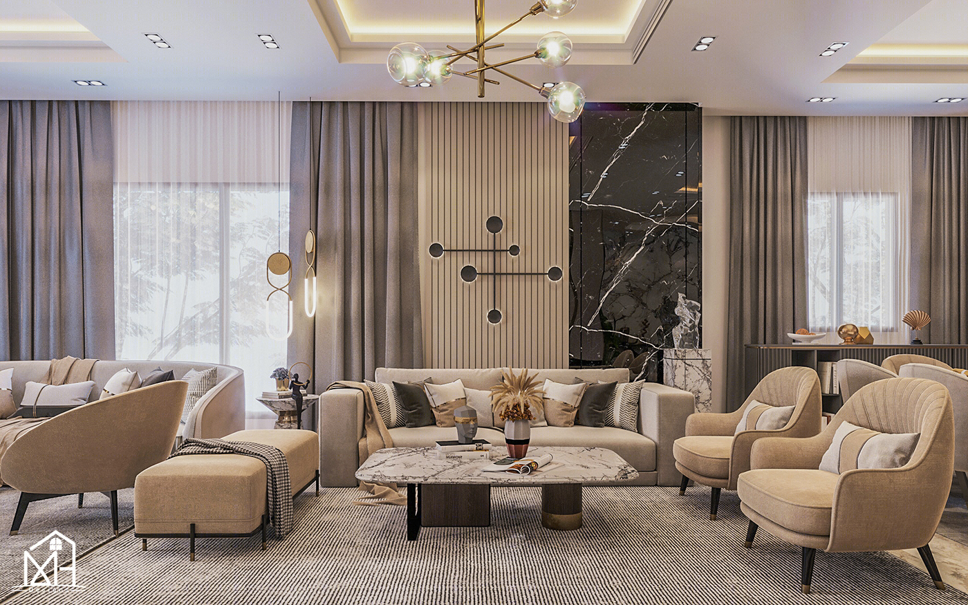 埃及新开罗现代简约住宅接待区设计丨埃及开罗-14