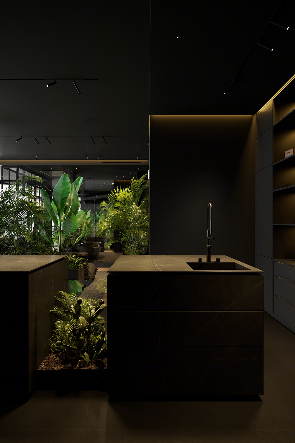 高级黑++自然绿家居空间设计丨Igor Sirotov Architects-17
