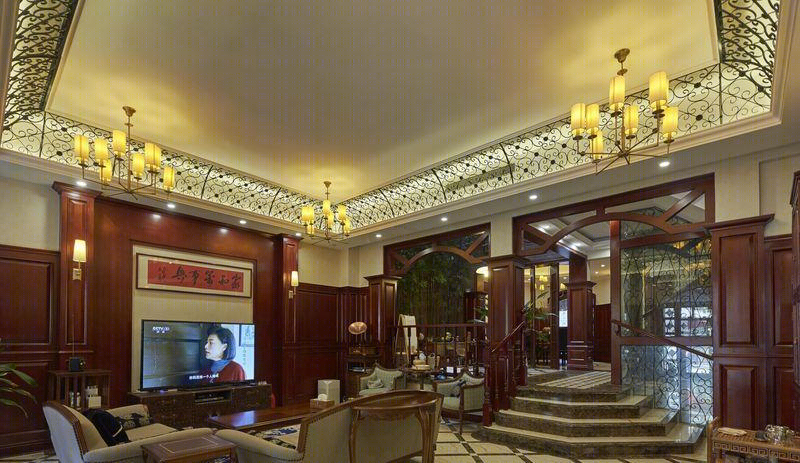 奥龙官邸美式风格设计，深红色亮光打造沉稳空间-25