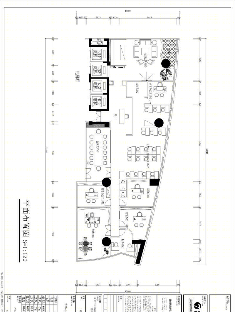 仟万鑫办公室新中式设计 | 总裁办会客区前台空间公共办公区平面方案-11