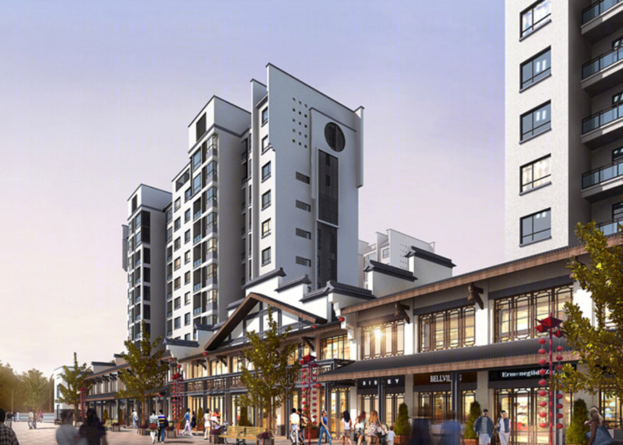 古建商业街建筑外观设计案例效果图-20