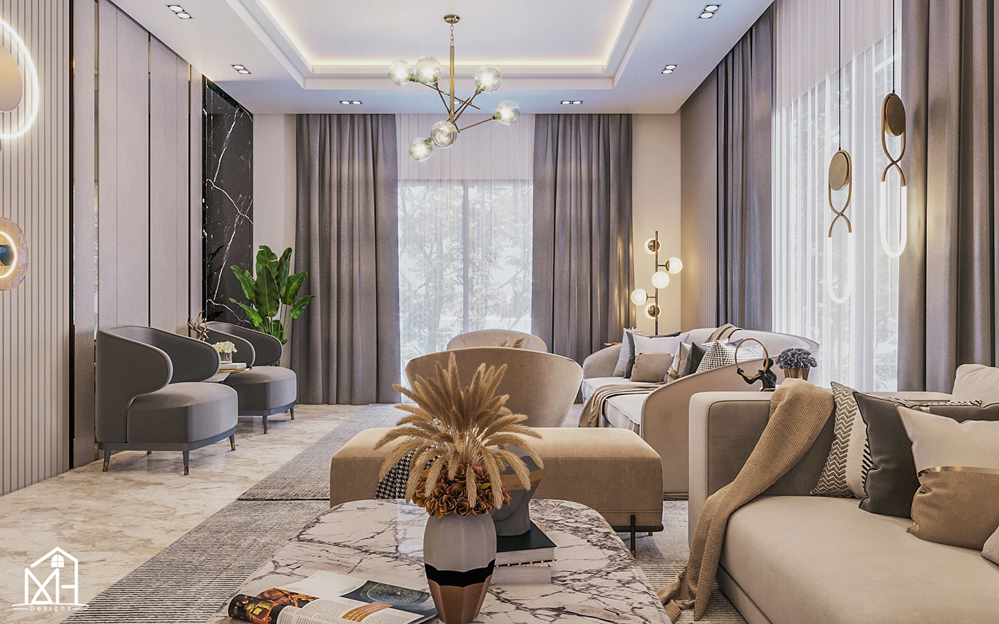 埃及新开罗现代简约住宅接待区设计丨埃及开罗-16