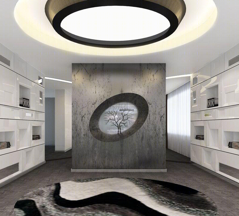 盐城龙发集团展厅极简黑白弧形设计-13