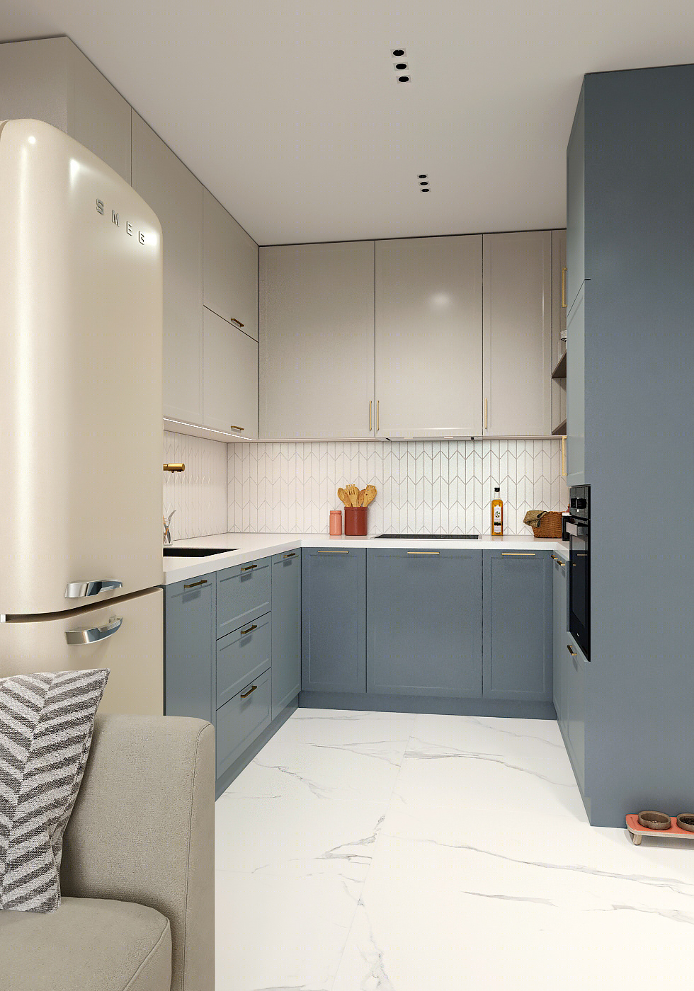 Anastasiya Gushchina丨平层丨Kitchen-living room design for a young couple-5