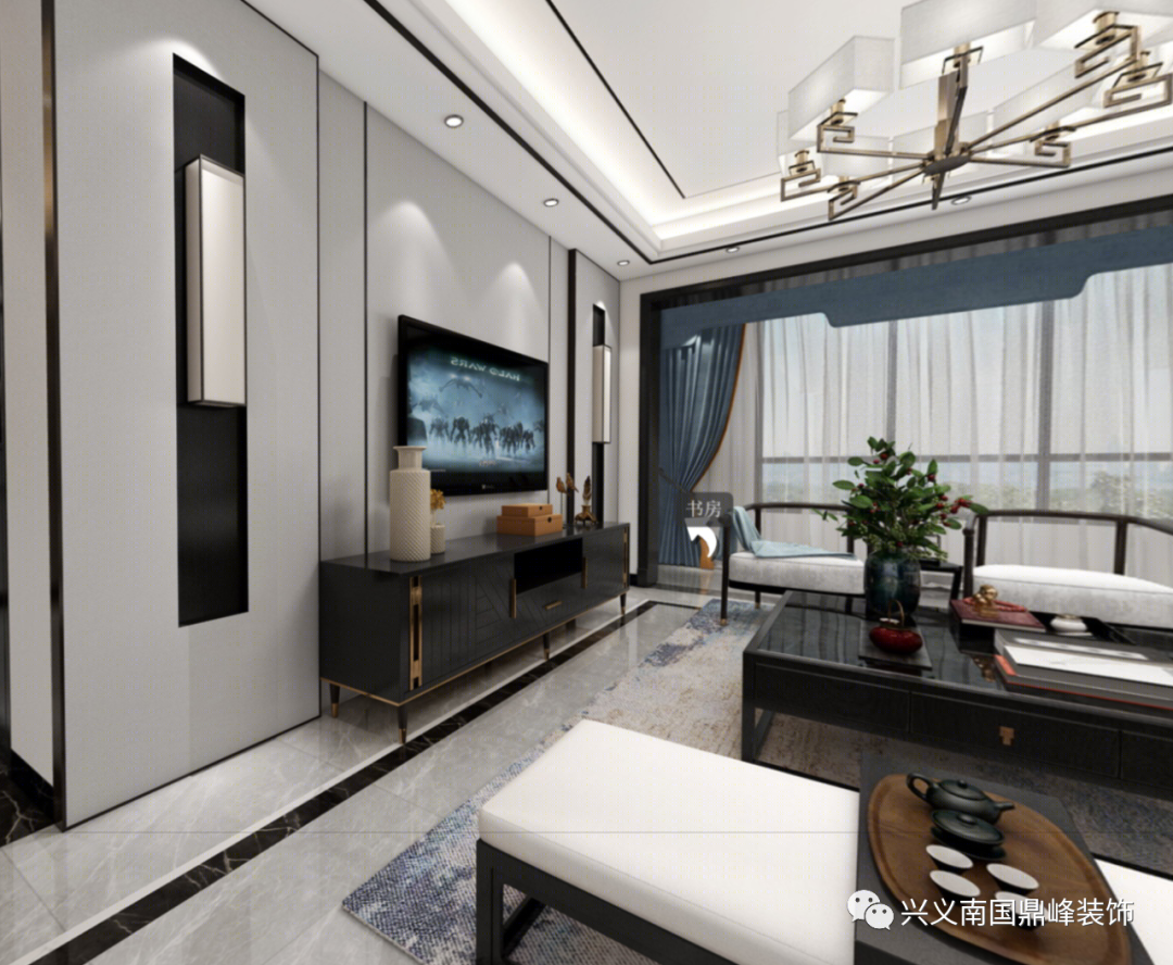 新中式风格,山水如画的金色空间-8