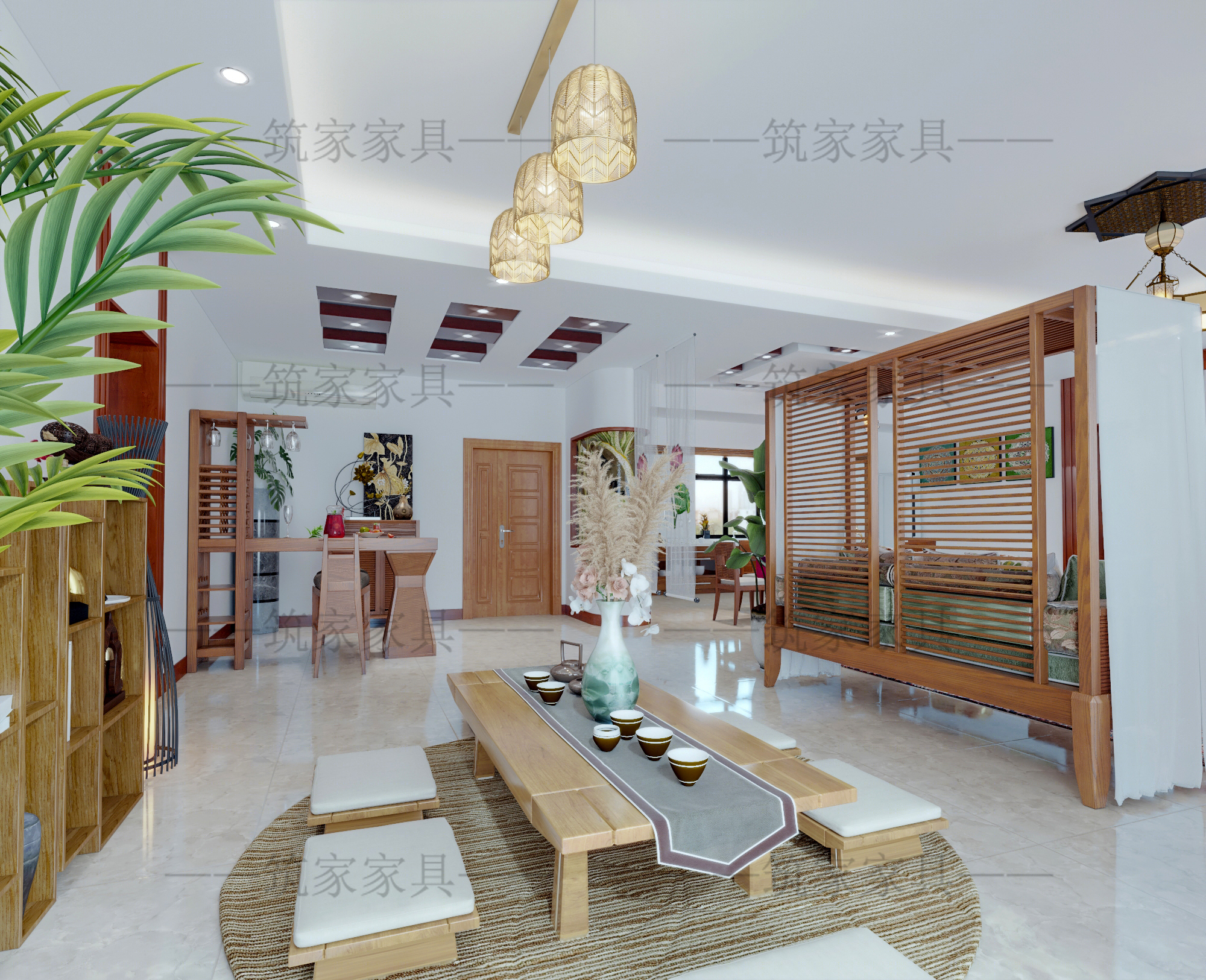 东南亚度假风客厅餐厅设计案例-6
