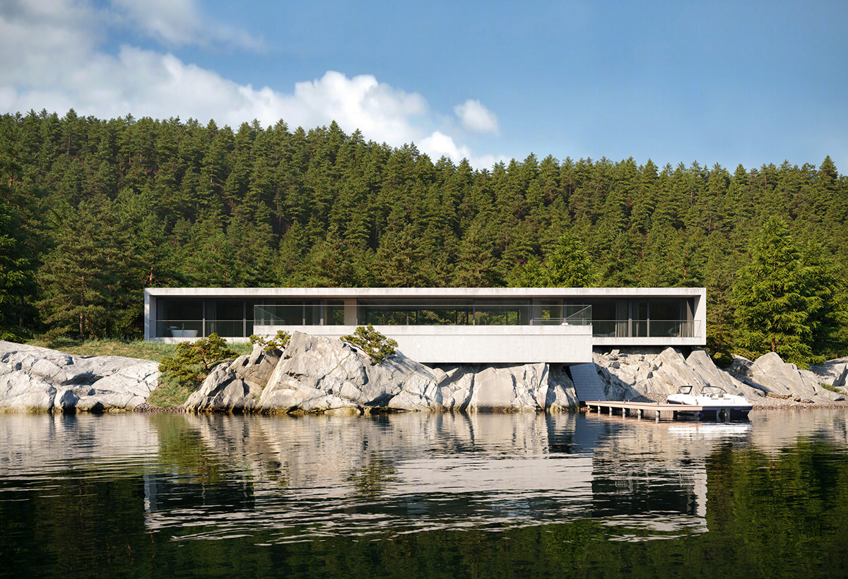 Scandinavia 自然海岸的混凝土建筑-7