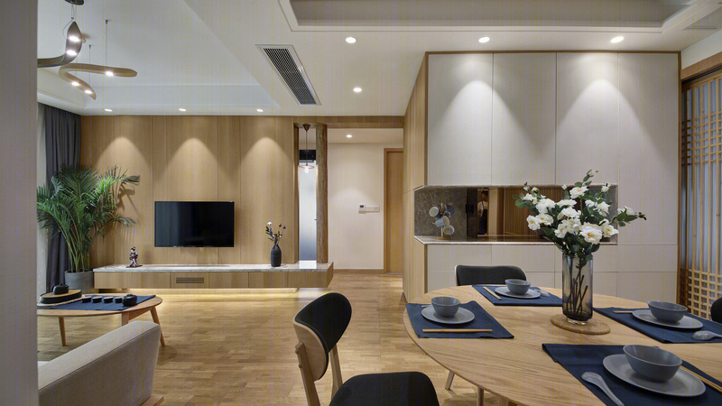 老木头与日式风的完美融合 | 93m²四室两厅改造案例-2